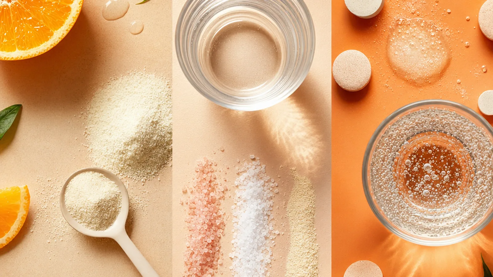 Elektrolyten poeder en tabletten in dezelfde vergelijking